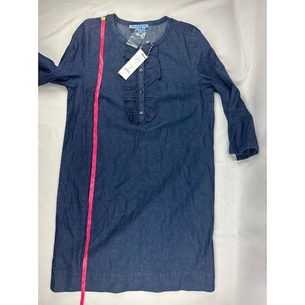 Draper James Indigo Denim Ruffle-Front Mini Dress - Picture 8 of 9